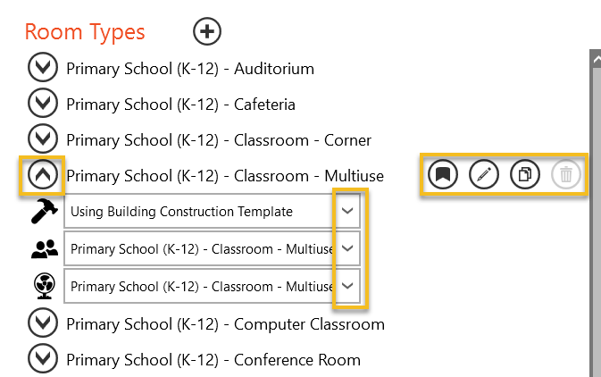 Templates (Building Construction, Room Types, Zone Types)